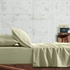 Σετ Σεντόνια με Λάστιχο Cannon Stonewashed 160X200+35 Sage Green